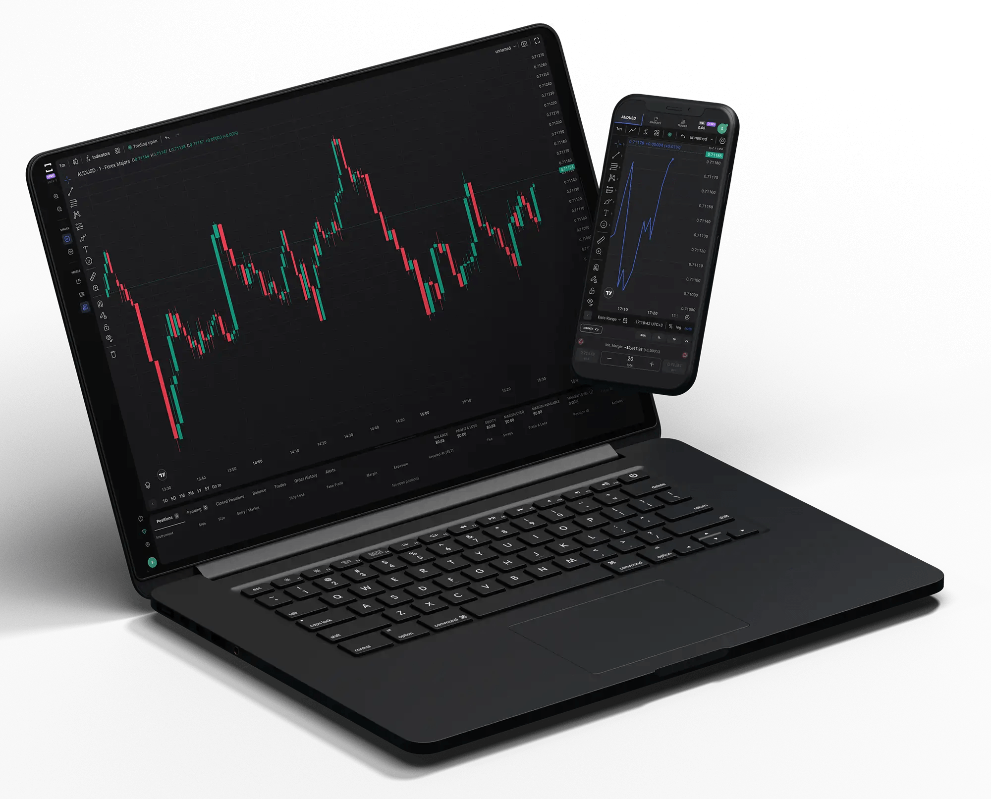 MetaTrader 5 on laptop and mobile