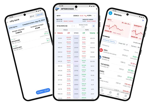 The Demo Company mobile app on three phones