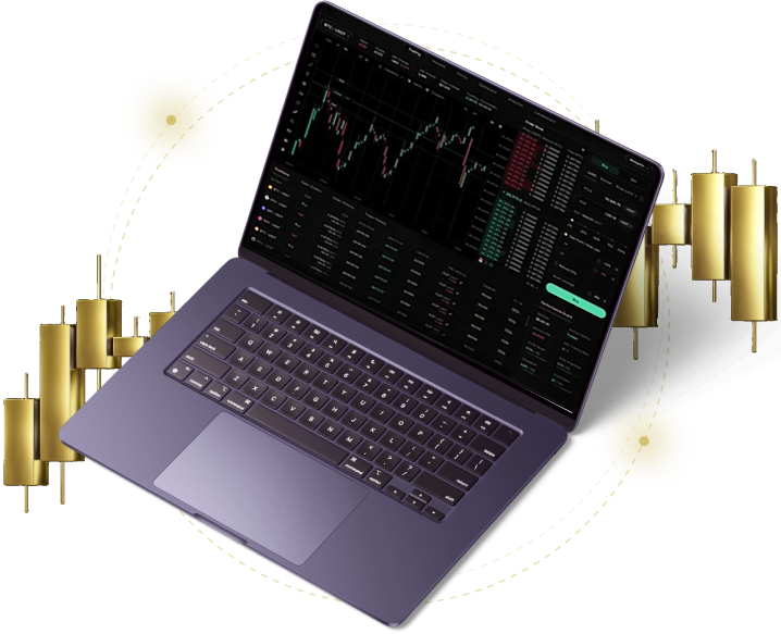 Prime Orbit AI trading terminal on laptop